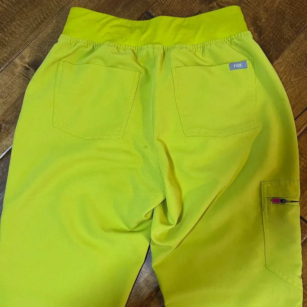 Figs High Waist Zamora Jogger Scrub Pants Nurse Doctor Limeade Yellow Size Small - Picture 8 of 10